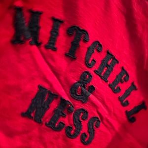 Mitchell & Ness tshirt with stitched letters and logo on left sleeve; men’s XL
